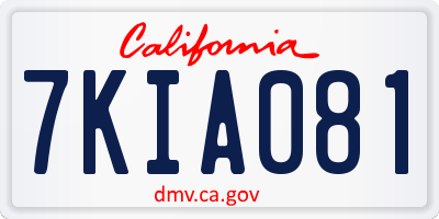 CA license plate 7KIA081