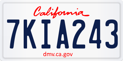 CA license plate 7KIA243