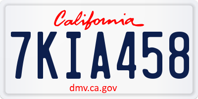 CA license plate 7KIA458