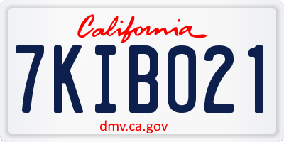 CA license plate 7KIB021