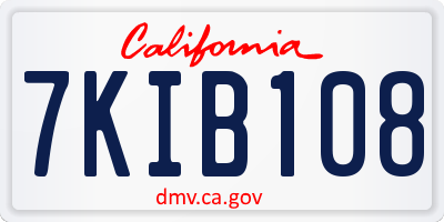 CA license plate 7KIB108