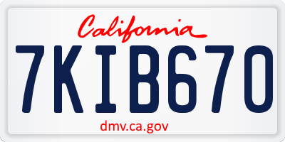 CA license plate 7KIB670