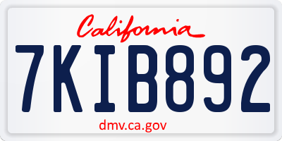 CA license plate 7KIB892
