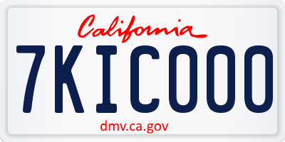 CA license plate 7KIC000