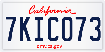 CA license plate 7KIC073
