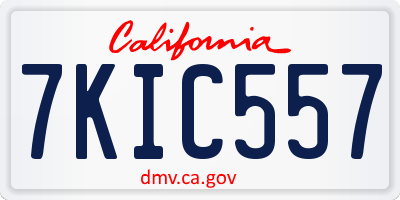 CA license plate 7KIC557