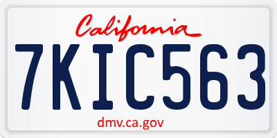 CA license plate 7KIC563