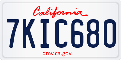 CA license plate 7KIC680