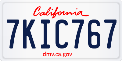 CA license plate 7KIC767