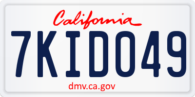 CA license plate 7KID049