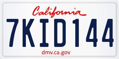 CA license plate 7KID144