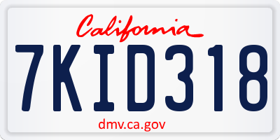 CA license plate 7KID318
