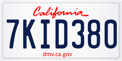 CA license plate 7KID380