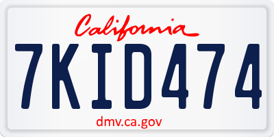 CA license plate 7KID474