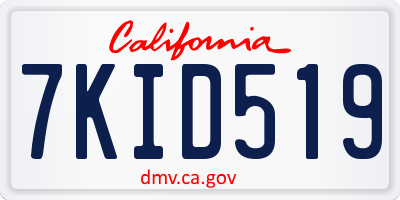 CA license plate 7KID519
