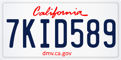 CA license plate 7KID589