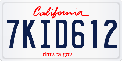 CA license plate 7KID612