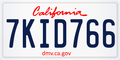 CA license plate 7KID766