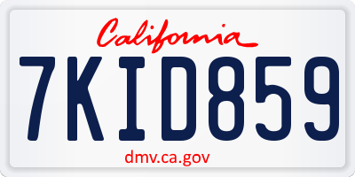 CA license plate 7KID859