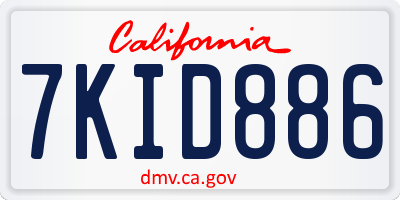 CA license plate 7KID886