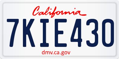 CA license plate 7KIE430