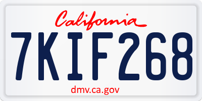 CA license plate 7KIF268