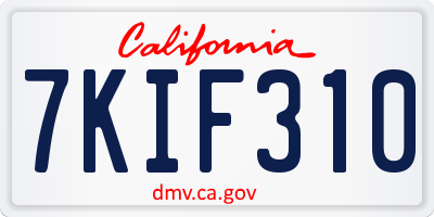 CA license plate 7KIF310