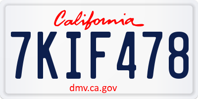 CA license plate 7KIF478