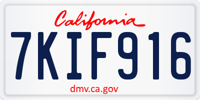 CA license plate 7KIF916