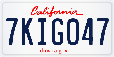 CA license plate 7KIG047