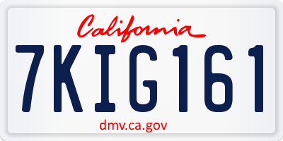 CA license plate 7KIG161