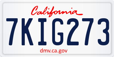 CA license plate 7KIG273