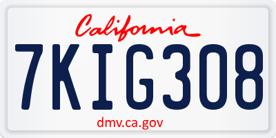 CA license plate 7KIG308