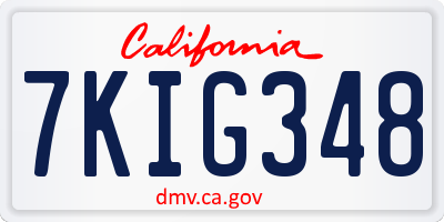 CA license plate 7KIG348