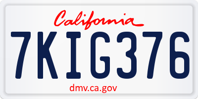 CA license plate 7KIG376