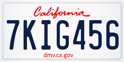 CA license plate 7KIG456