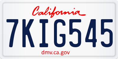 CA license plate 7KIG545