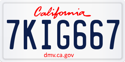 CA license plate 7KIG667