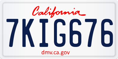 CA license plate 7KIG676
