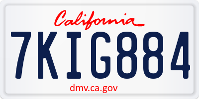 CA license plate 7KIG884