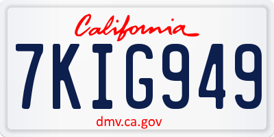 CA license plate 7KIG949