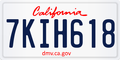 CA license plate 7KIH618