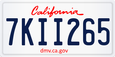 CA license plate 7KII265