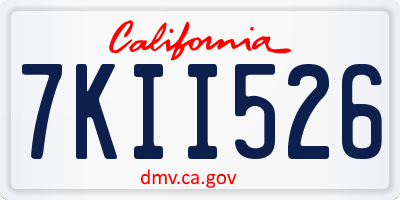 CA license plate 7KII526