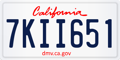 CA license plate 7KII651