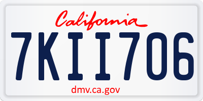 CA license plate 7KII706