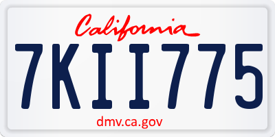 CA license plate 7KII775