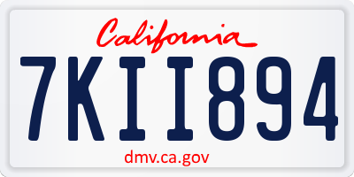 CA license plate 7KII894