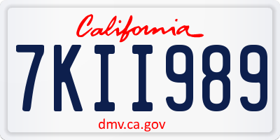 CA license plate 7KII989