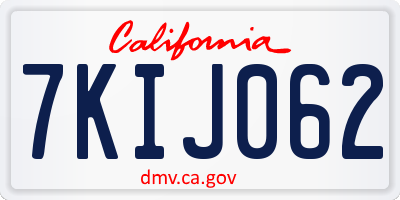 CA license plate 7KIJ062